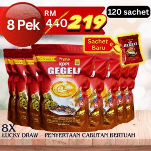 8 Pek (120 sachet) Kopi Ubi Gegeli [RM219 (FREE COD FREE 2 SACHET TEH/KOPI)